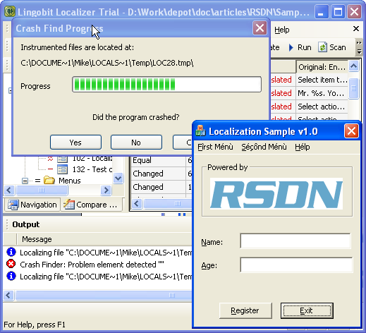 Using Crash Finder to isolate translation error