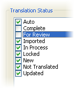 Select translation statuses